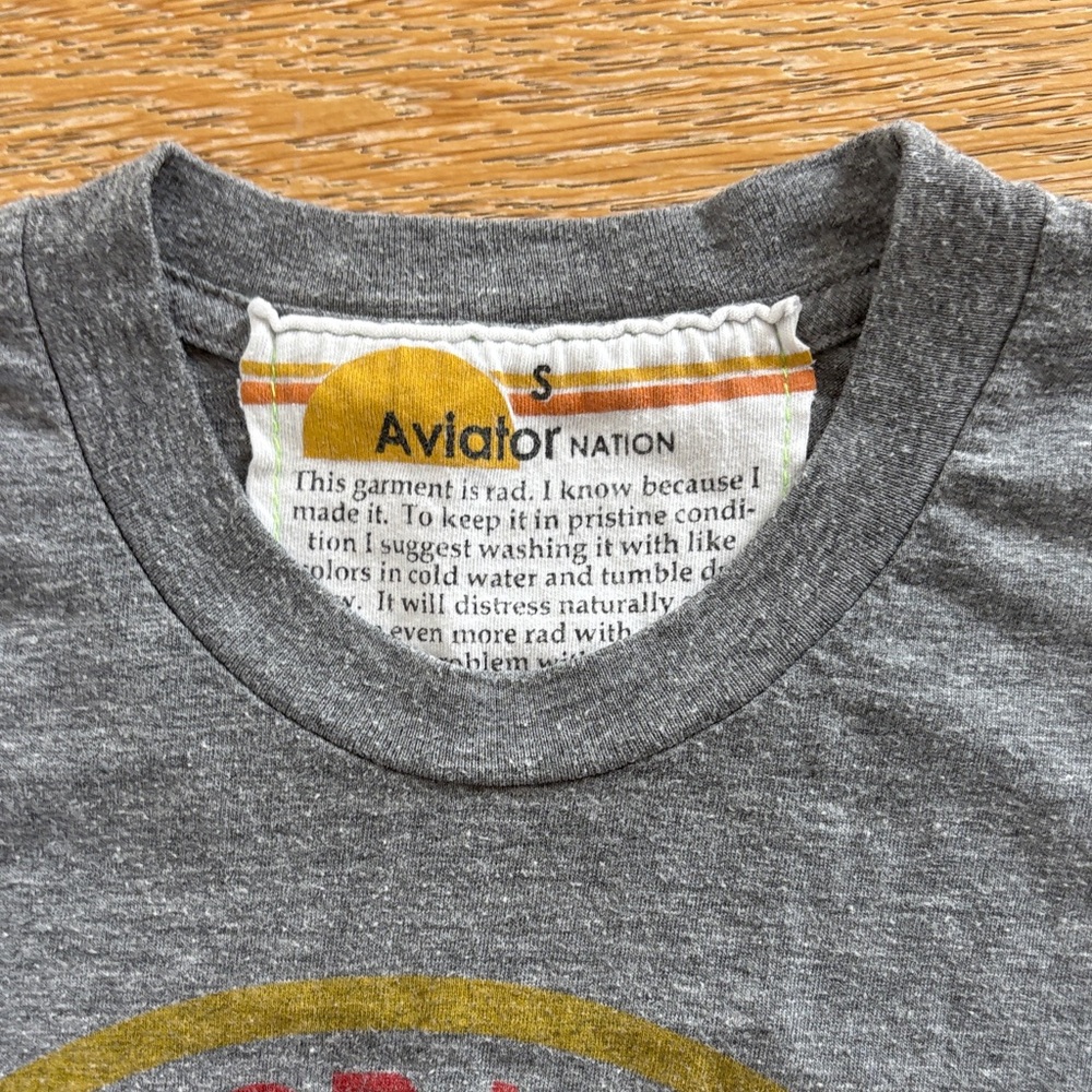 Aviator Nation Gray Tee with Colorful Logo - Picture 2 of 2